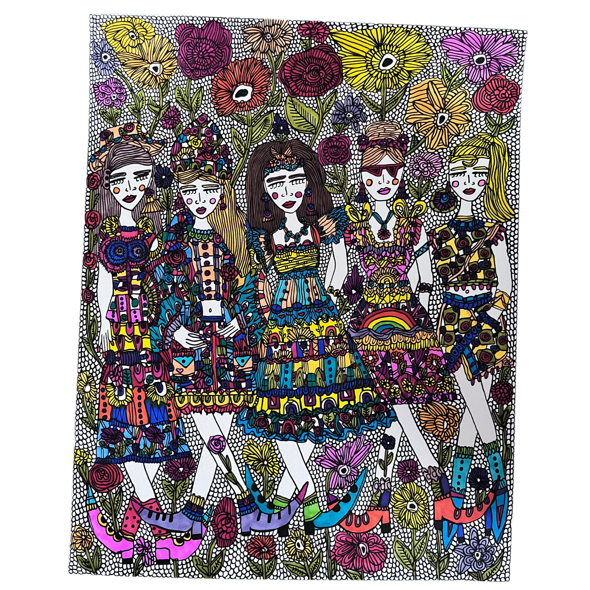 A fashion illustration drawing of five women by Antayjo Art 